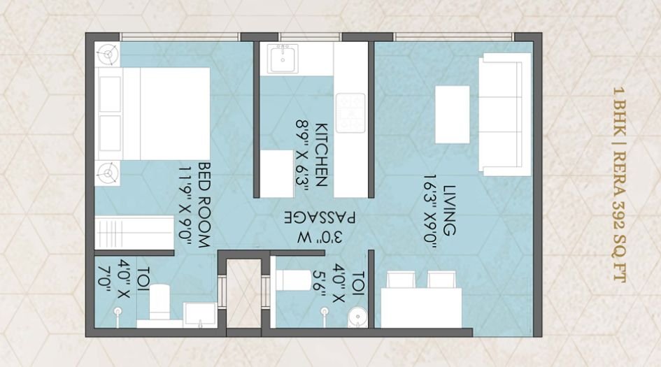 Shreeji-Skyrise-Centralink-Floor-Plan-1 BHK-392 Sqft